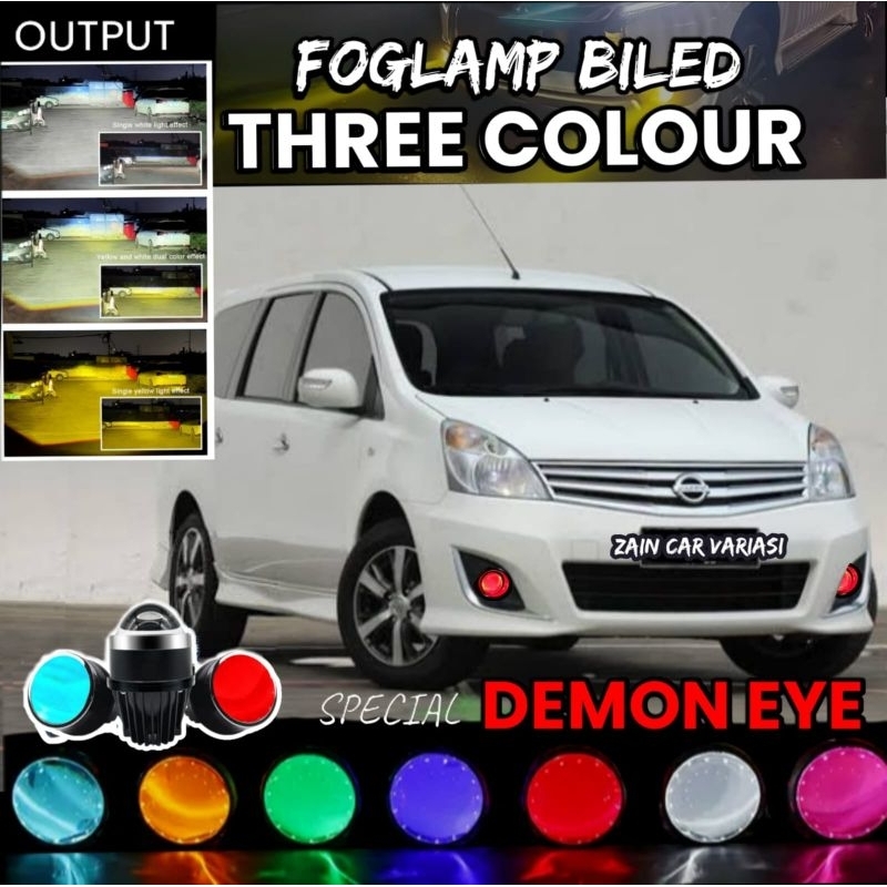 FOGLAMP BILED 3 WARNA NISSAN LIVINA DEMON EYE LAMPU VARIASI MOBIL Q8 Q3 SUPER TERANG BUKAN AES