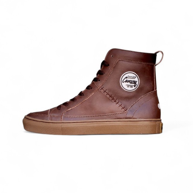 CEVANY DANTE HIGH BROWN KULIT Sepatu Boots Sneaker Casual Pria Cokelat