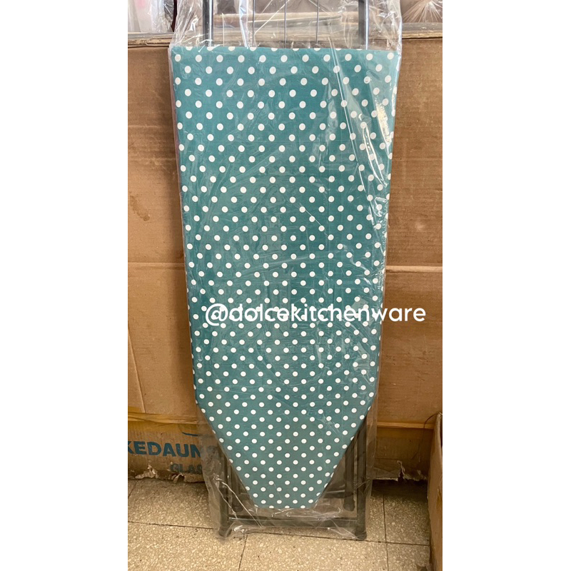 Meja Setrika Lipat Kaki Pipa Besi Lapis Tebal Motif Polkadot Bunga Kembang