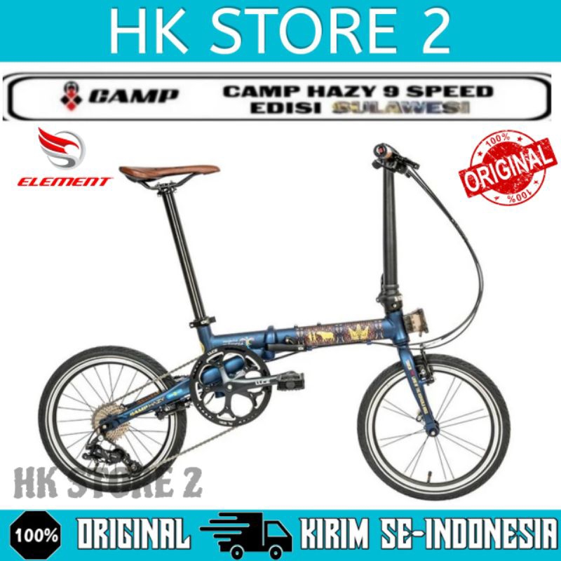 Sepeda Lipat Element CAMP HAZY Edisi Sulawesi Ukuran 16 Inch 9 Speed
