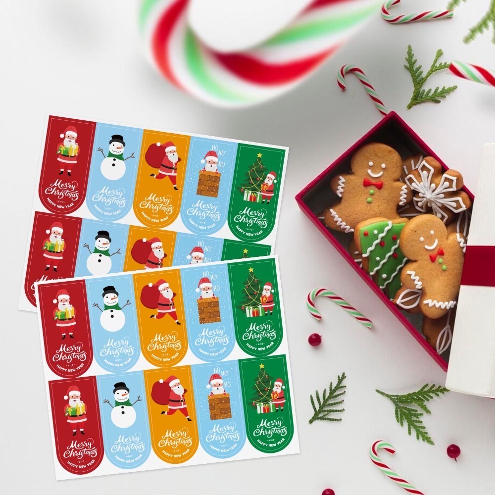 

Sticker Label Merry Christmas Eve Stiker Selamat Natal KOTAK OVAL 3X6.5 cm