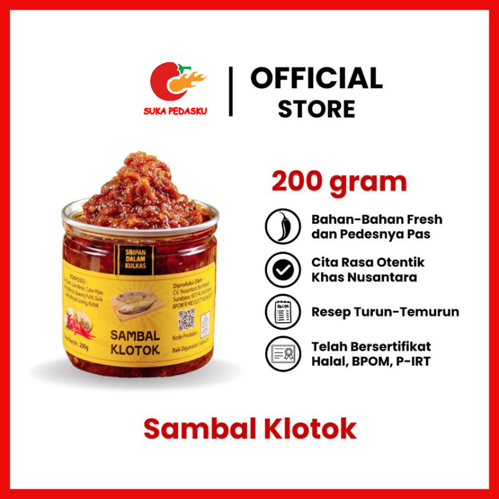 

SAMBAL KLOTOK 200 gram produk dijamin 100% halal