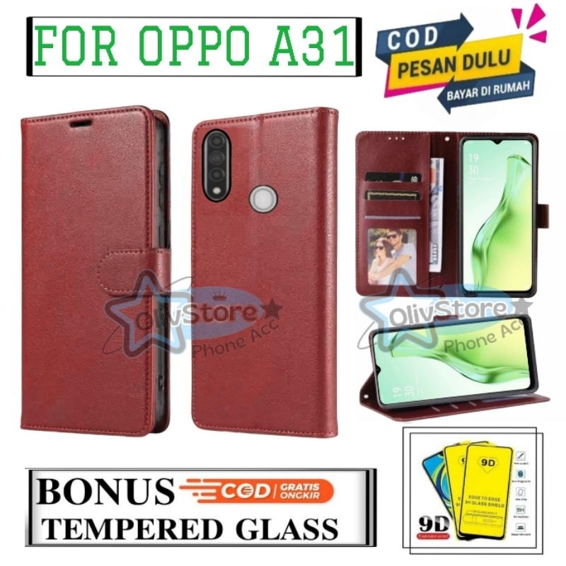 Dompet Hp Untuk Oppo A31 Flip Case Leather Premium Oppo A31