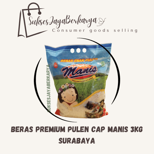 

Beras Premium Pulen Cap Manis 3kg/ Beras pulen Premium 3kg murah Surabaya