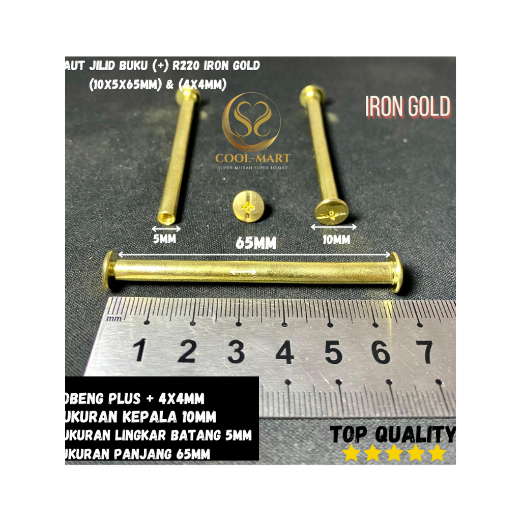 BAUT JILID BUKU (+) R220 IRON GOLD (10X5X65MM) & (4X4MM)