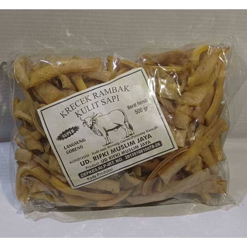 

Kerupuk Kulit Sapi Atau Krecek Rambak Kemasan 500gram