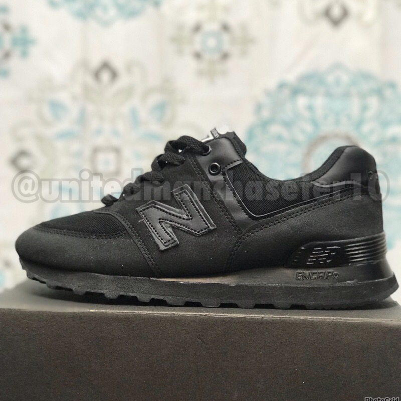 Sepatu Pria Wanita Sneakers NB 574 Kasual Hitam full Black