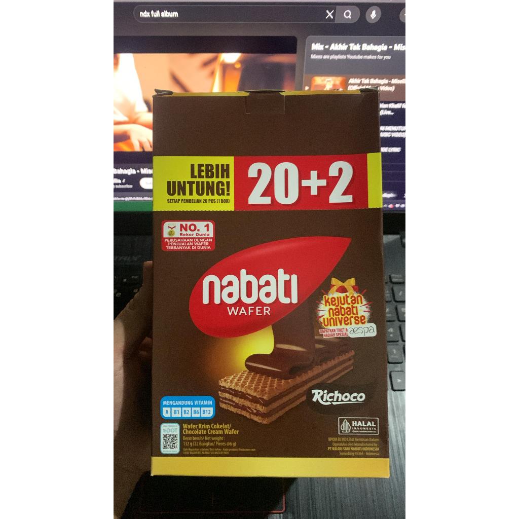 

NABATI Wafer Coklat, Keju, Taro BOX isi 20 pcs x 6gr