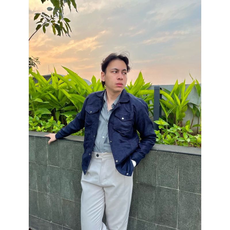 Terlaris Trucker Jaket Semi Parka Suede Pria