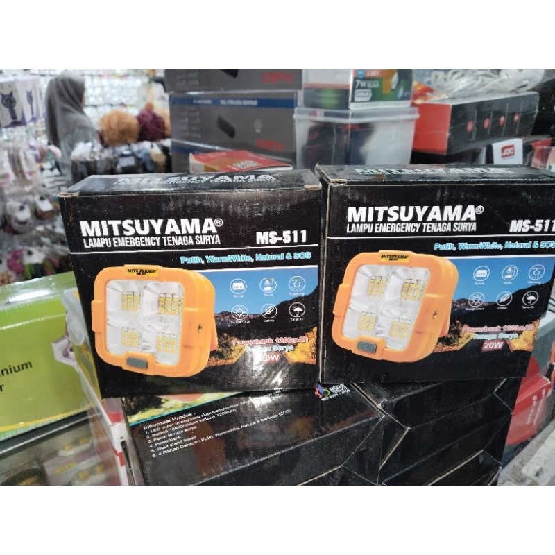 Lampu LED Emergency Tenaga Surya Mitsuyama MS-511 / Lampu Tenaga Surya 20 Wat