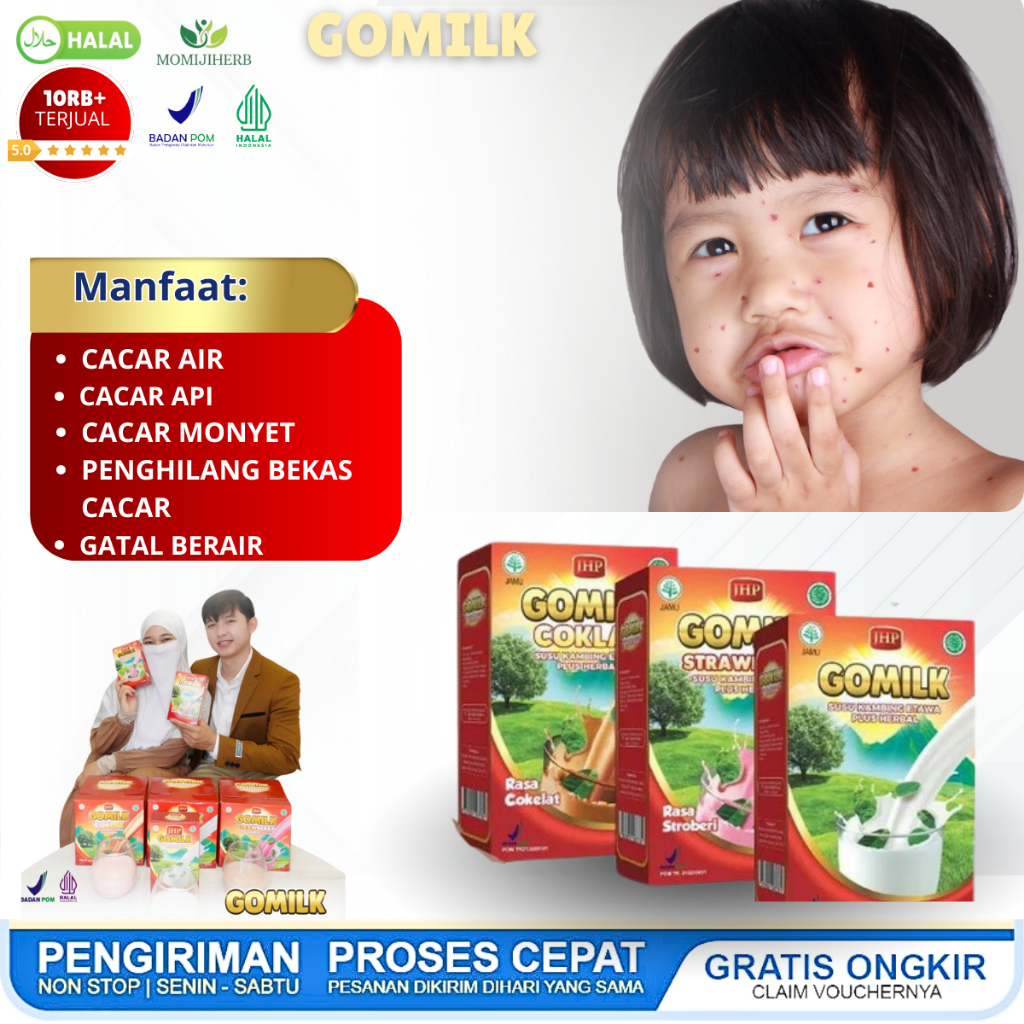 GOMILK Susu Kambing Etawa Plus Obat Herbal Cacar Air Bernanah Anak dan Dewasa, Cacar Api, Cacar Ular