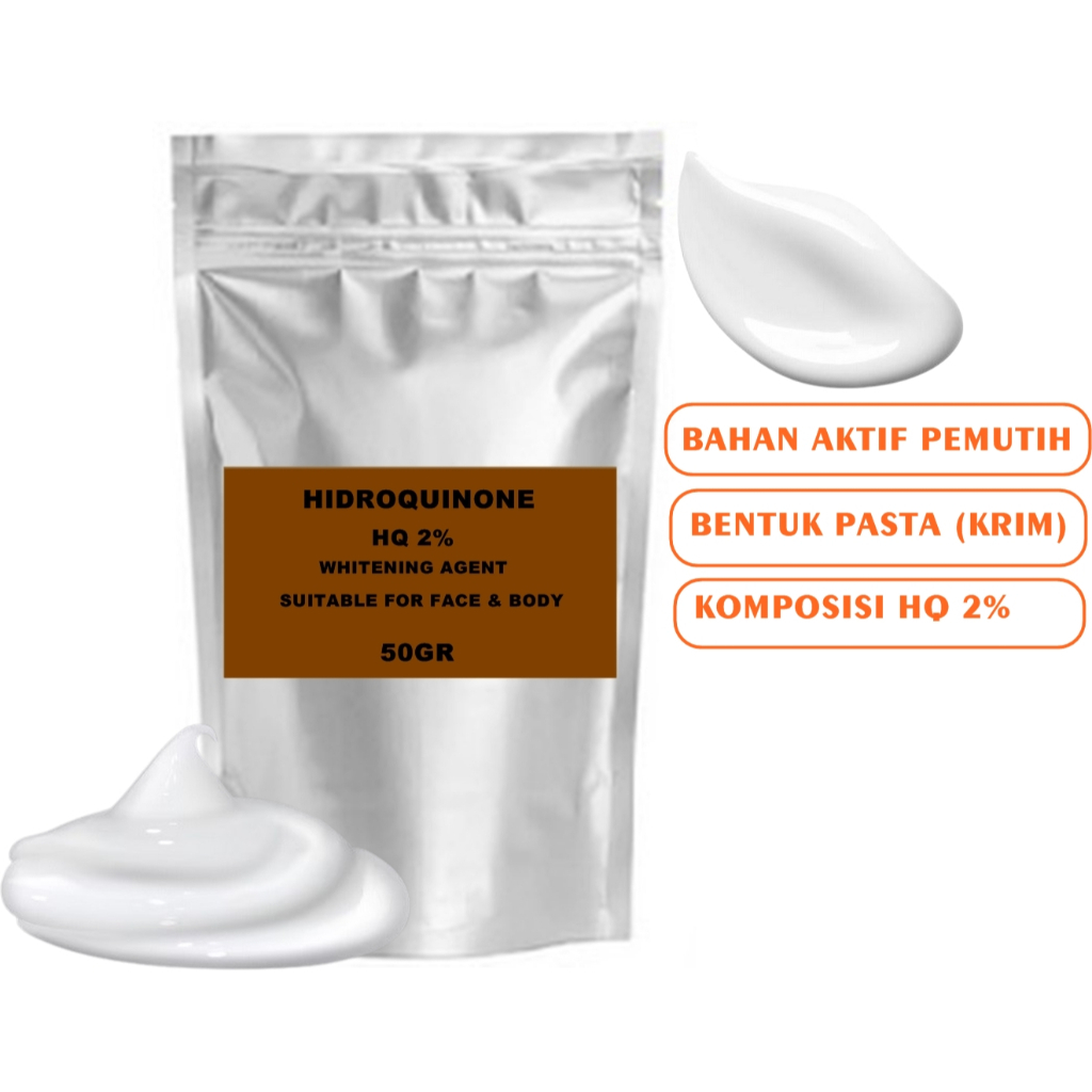 BAHAN AKTIF HYDROQUINONE HIDROQUINON H 2% PEMUTIH KRIM MALAM WHITENING AGENT BAHAN AKTIF PEMUTIH  50