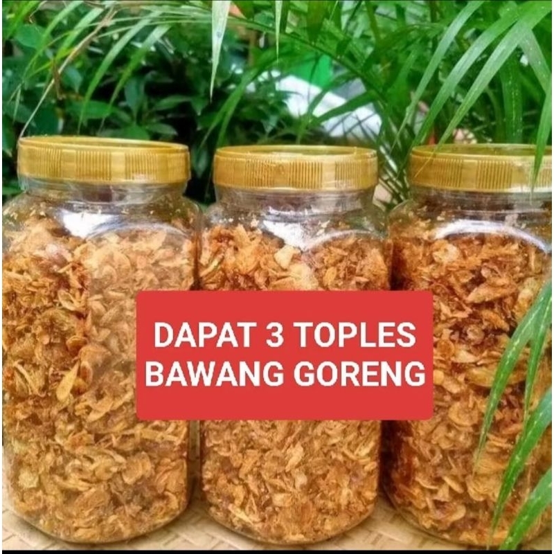 

3 Toples Bawang Goreng Kemasan 150gr bawang goreng Probolinggo