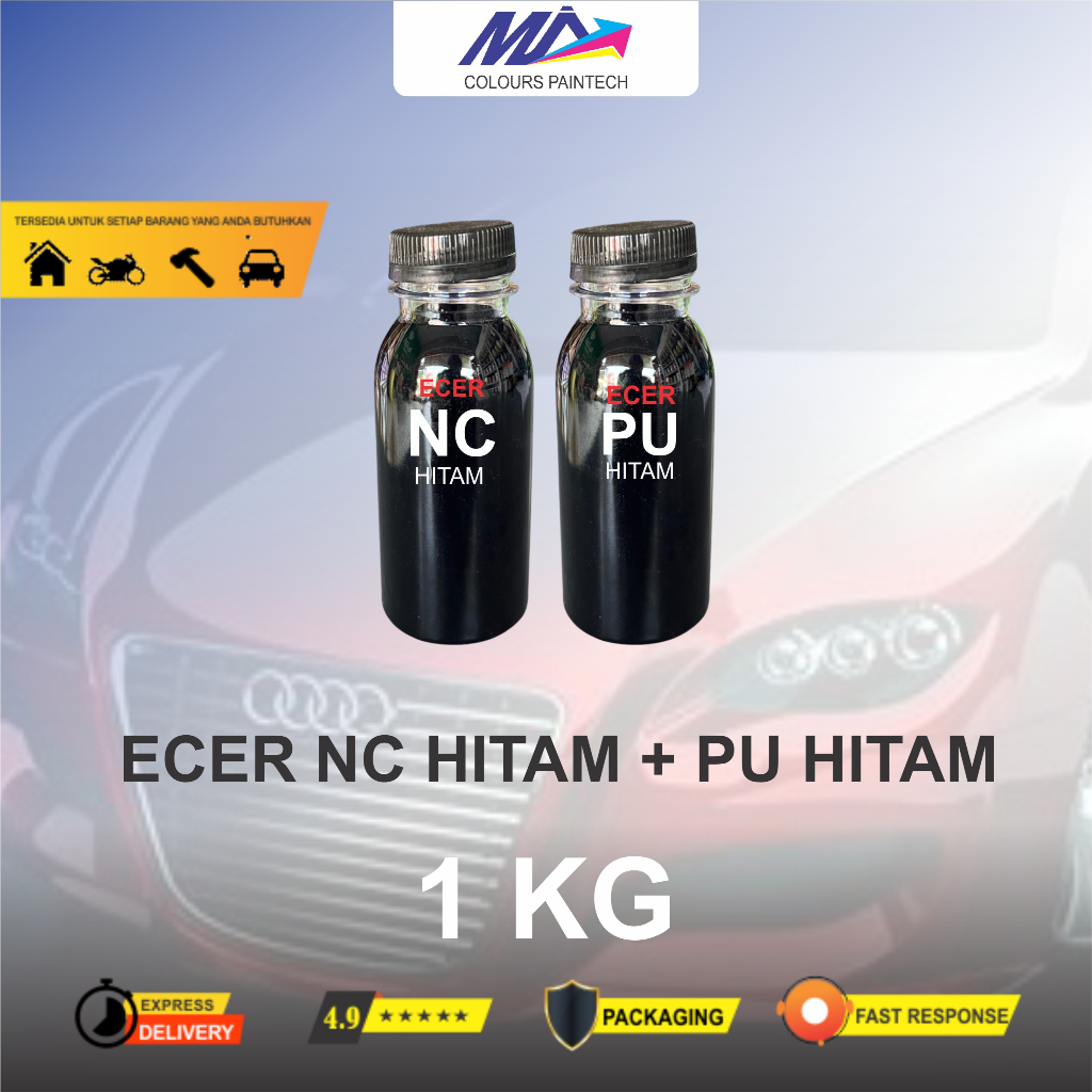 Cat Super Black Glossy PU NC 100ml 200ml 500 ml cat hitam pu dan nc