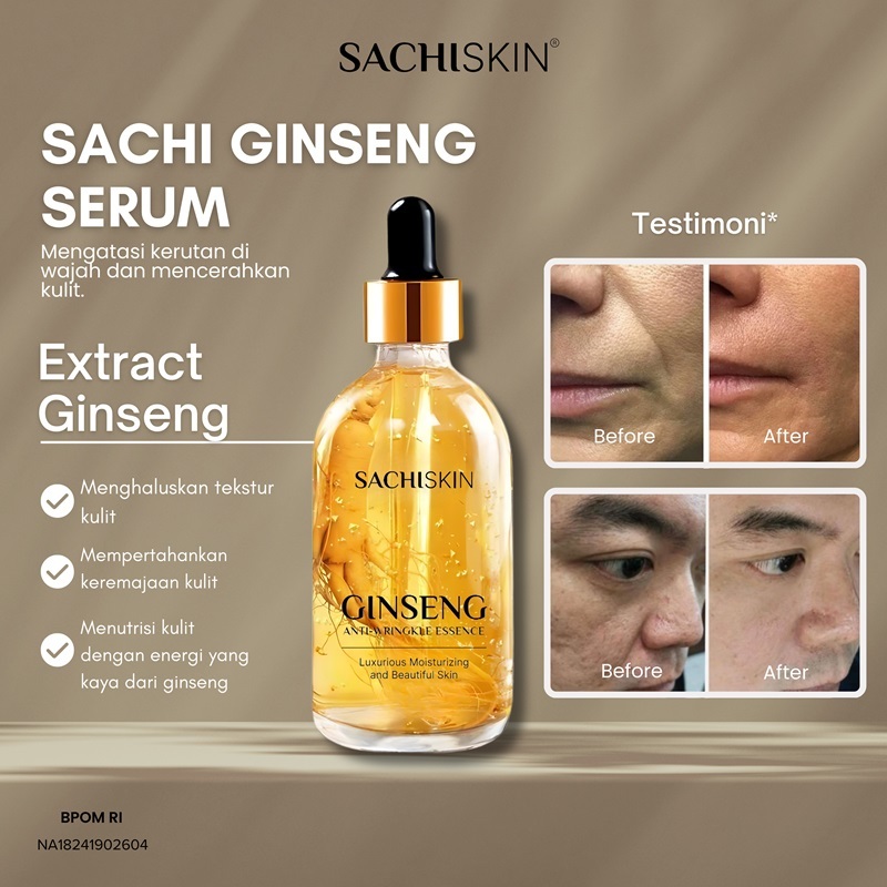 Sachi Skin Serum Gingseng Penghilang Anti Kerutan Paket Anti Kerutan Wajah BPOM Atasi Penuaan Wajah Kembali Muda Ginseng Wrinkle Serum Anti Aging Giseng Terbaik Aman Untuk Busui Dan Bumil