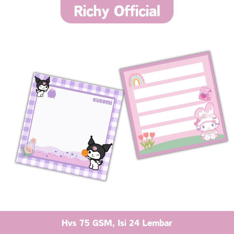 

memopad karakter sanrio / memopad lucu / memopad tanpa lem