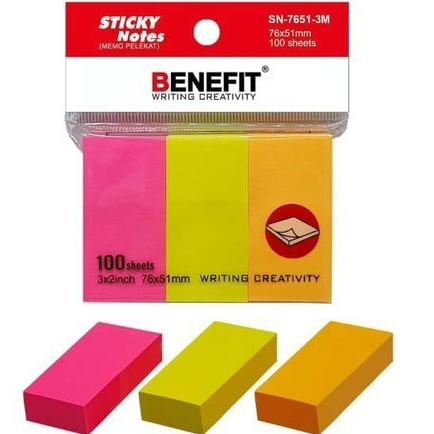 

[1 Pcs] Memo Sticky Note Benefit 7651-3M / Kertas Memo Stick Note Benefit 7651-3M