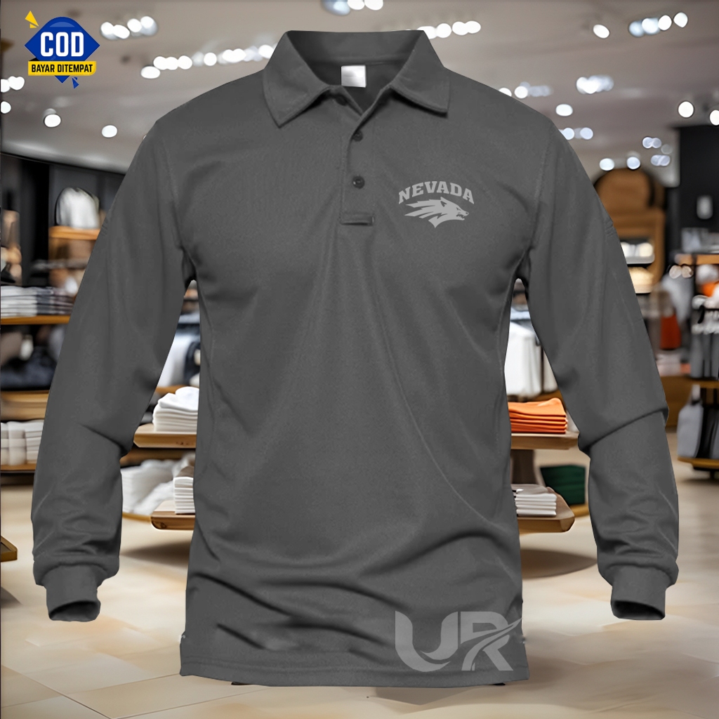 POLO Shirt KAOS POLO LENGAN PANJANG PRIA / WANITA POLO Nevada Logo Silver// Kaos Kerah Polo Shirt Co