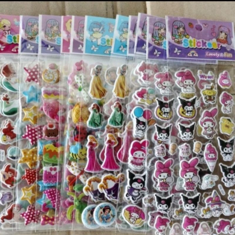 

1 pcs stiker timbul pendek karakter kartun lucu