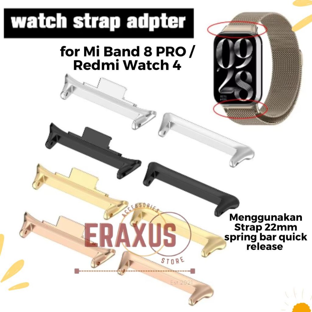 Eraxus Adapter Strap Xiaomi Smart Band 9 Pro / Mi Band 8 Pro / Redmi Watch 5 4 Metal Stainless Steel