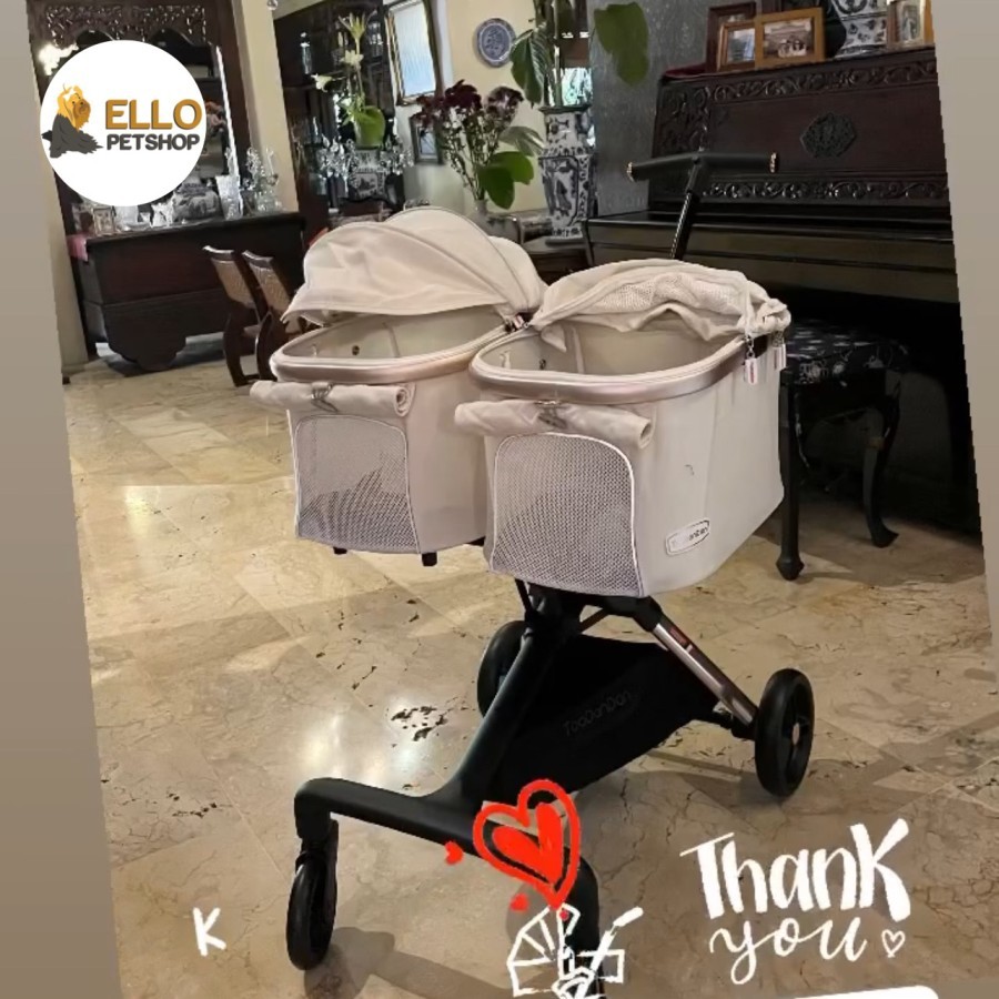 TOODANDAN TWIN / PET STROLLER DOUBLE CABIN / DOG STROLLER / CAT STROLLER / STROLLER KEMBAR ANJING KU