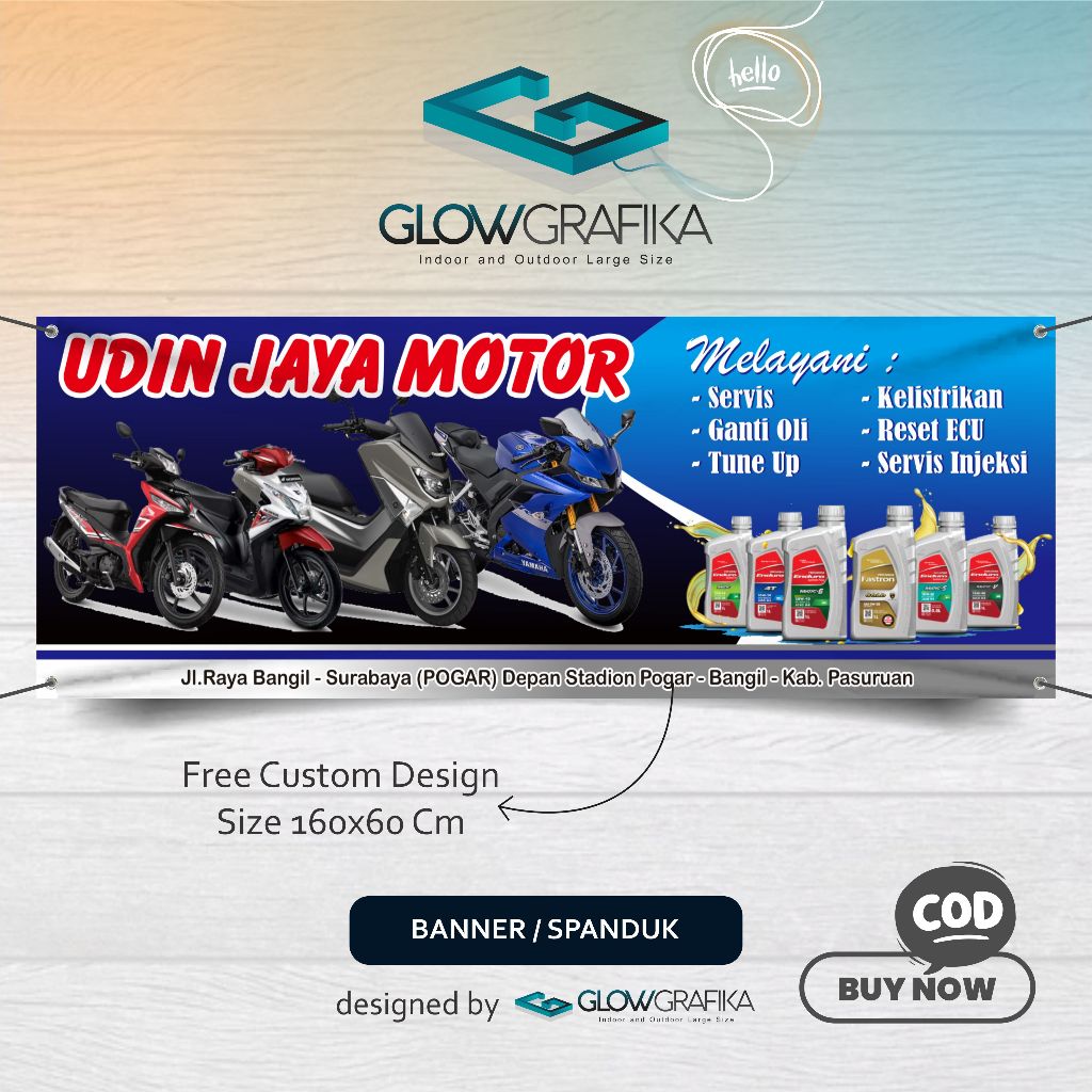 Cetak Spanduk Banner Bengkel Motor Custom Nama