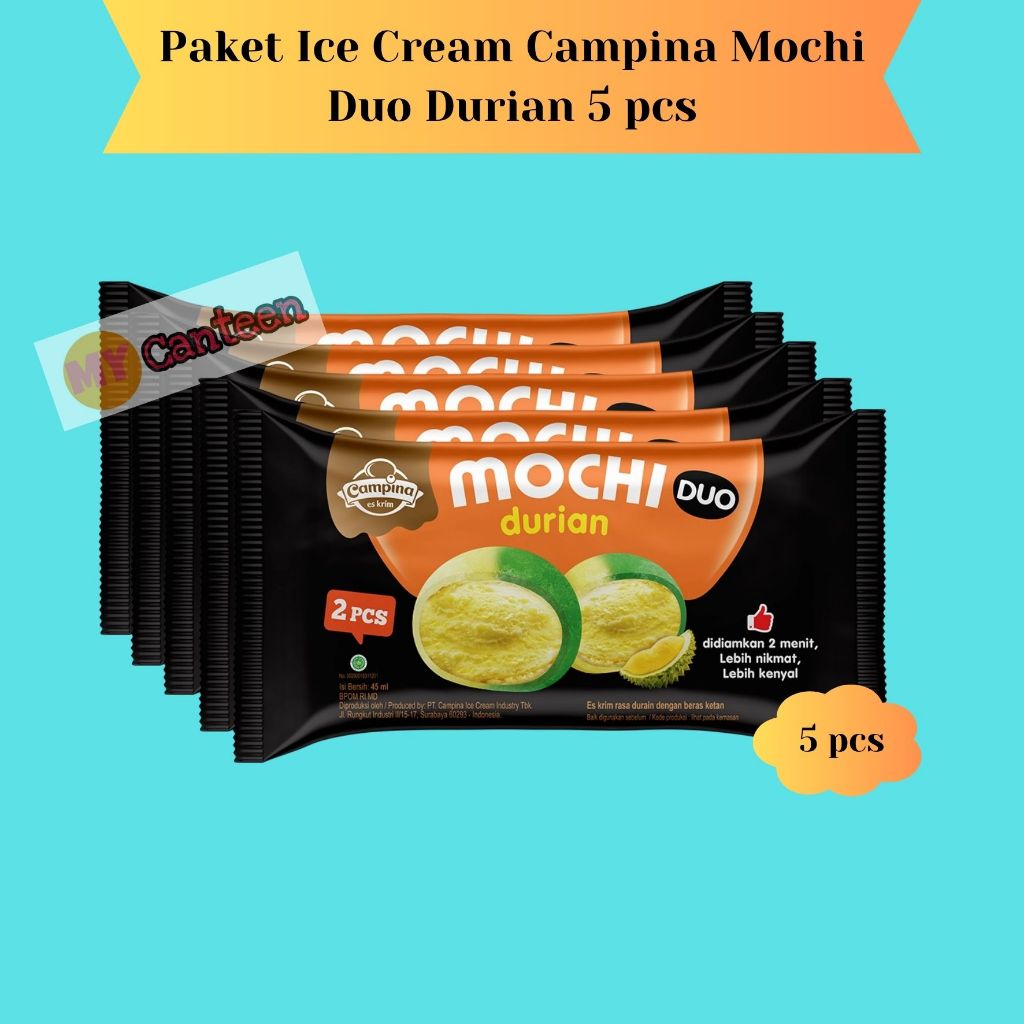 

Paket Ice Cream Campina Mochi Duo Durian isi 5 pcs