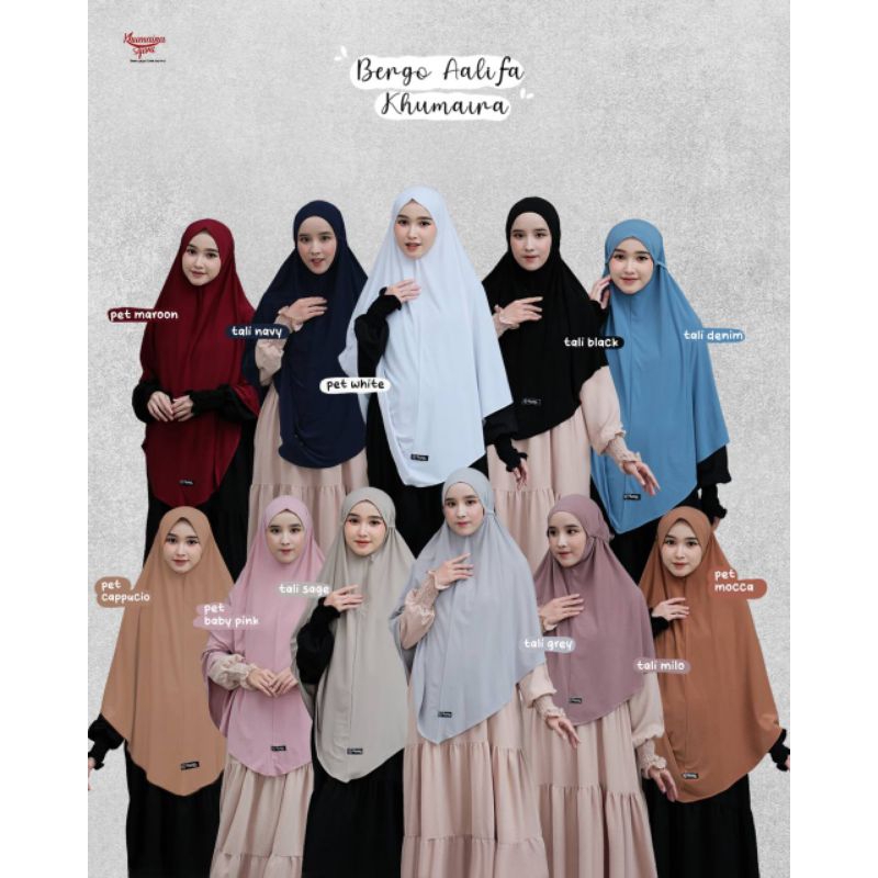 (mom) Aalifa Bergo by Kfm/ bergo dewasa/ bergo tali dewasa/ bergo softped dewasa/ bergo by khumaira