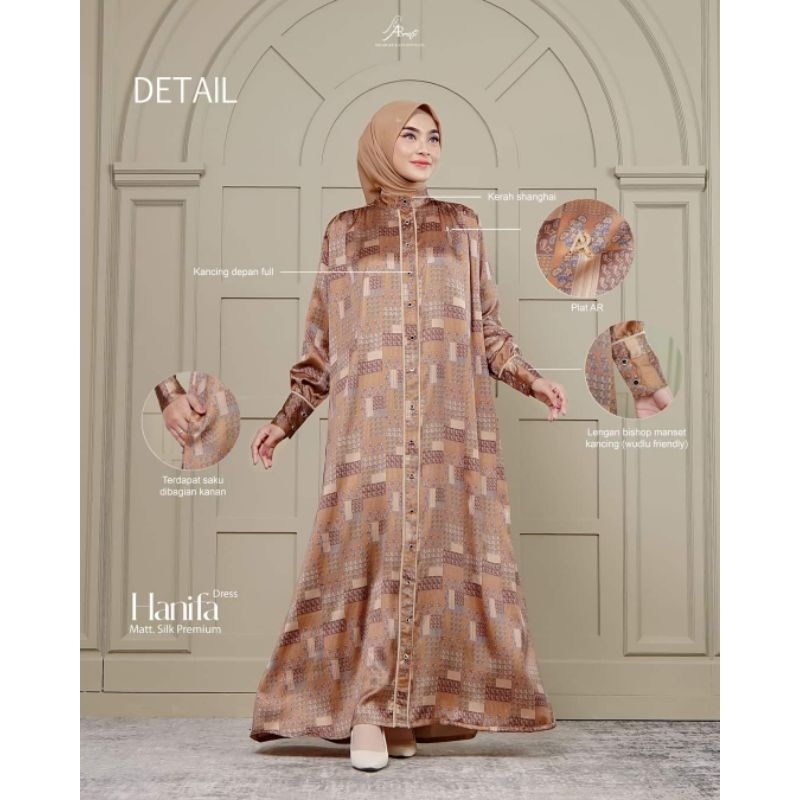 Flash Sale - Dress Terbaru AR Rafi - Hanifa Dress - Gamis Simpel Elegant Silk Premium - ORI By AR Ra