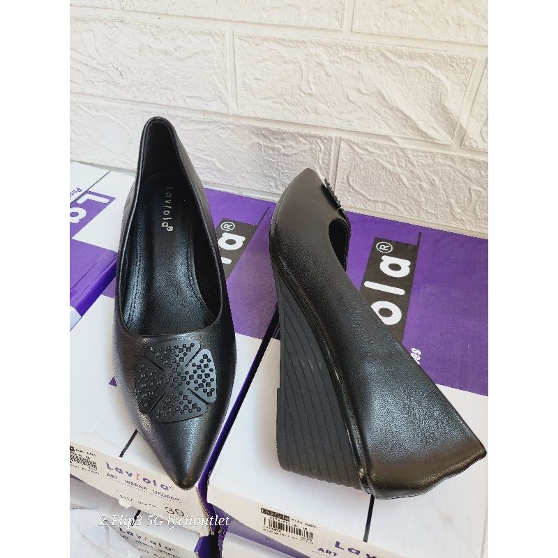 Sepatu wedges kerja laviola hitam / Sepatu guru