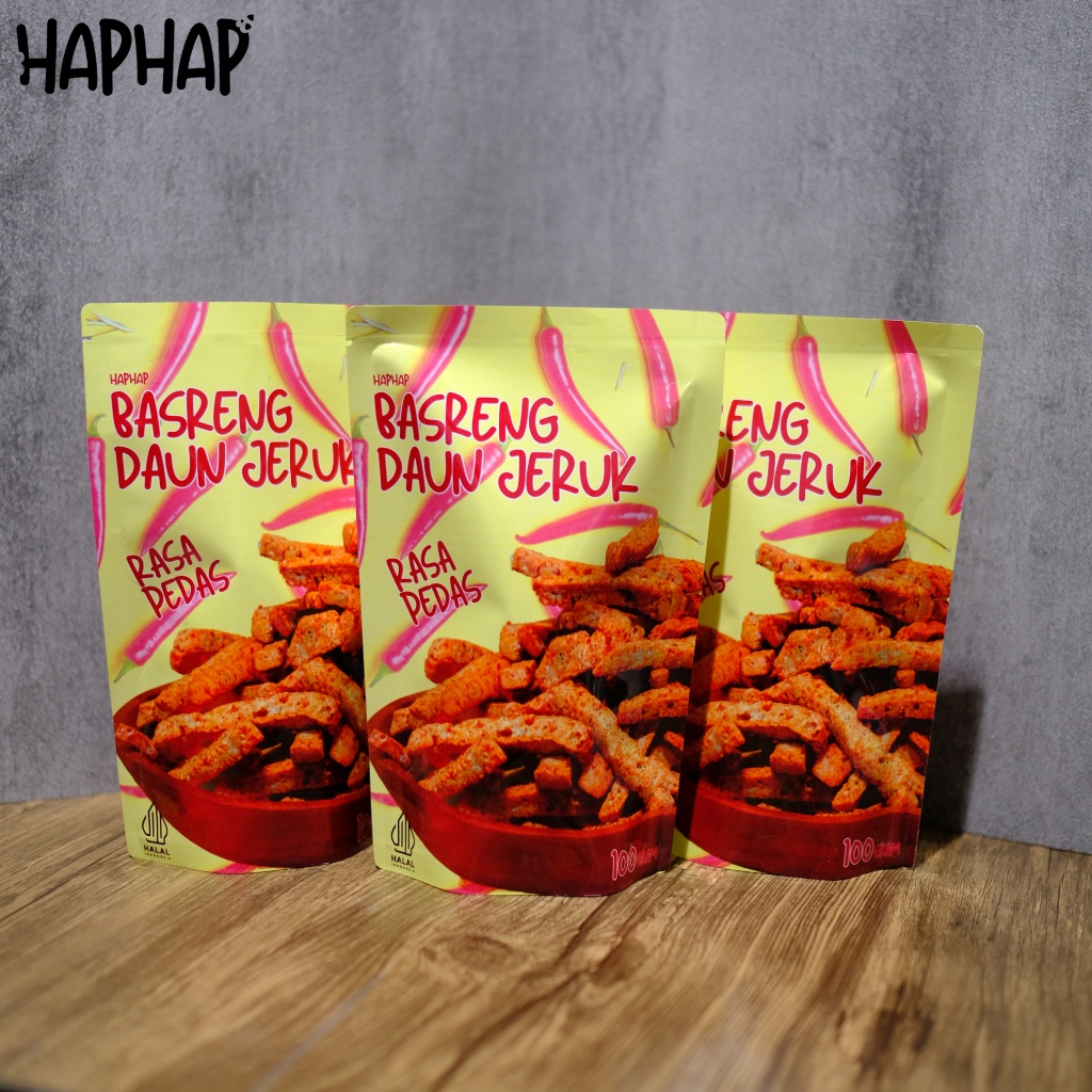 

BUNDLE 3 Haphap Basreng Daun Jeruk PEDAS 100 gram