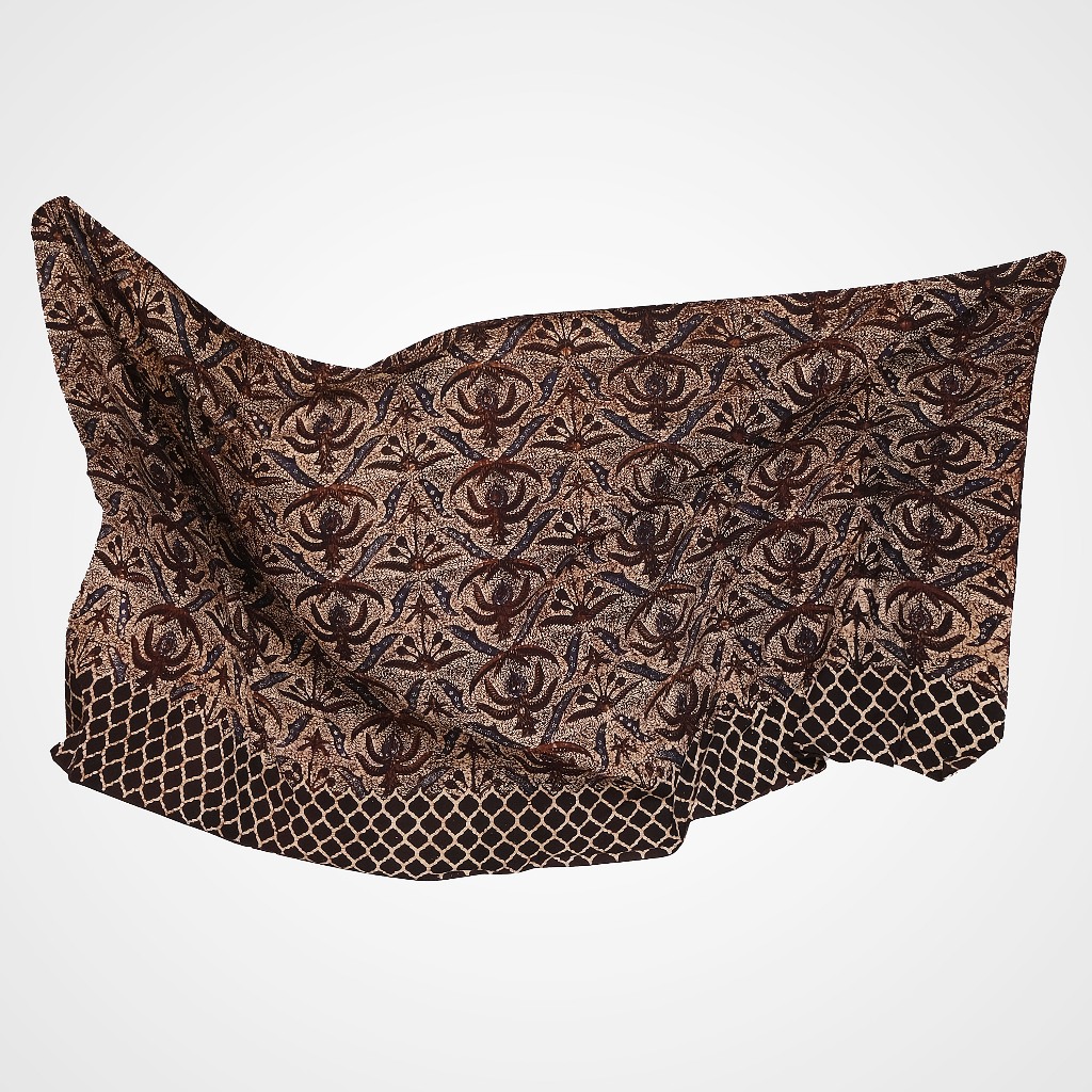 kain batik cap bambu silk panjang 2 meter untuk dress atasan outer atau gamis batik bahan ringan