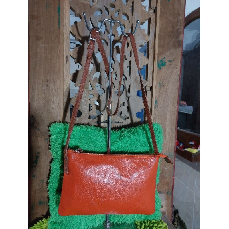 sling bag kulit asli brand della stella (monza bag), harga nett no nego