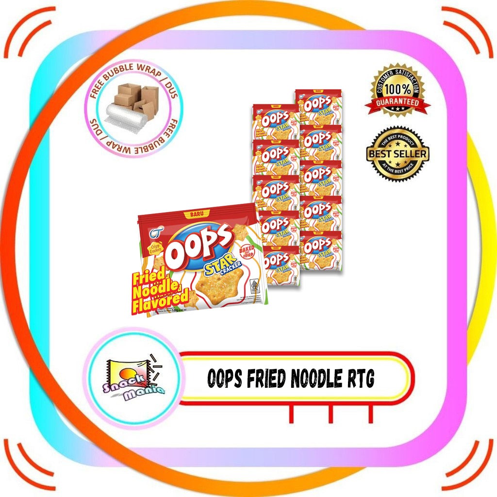 

Oops Crispy Star Crackers Fried Noodle Flavored 10 gr x 10 pcs RENTENG Biskuit