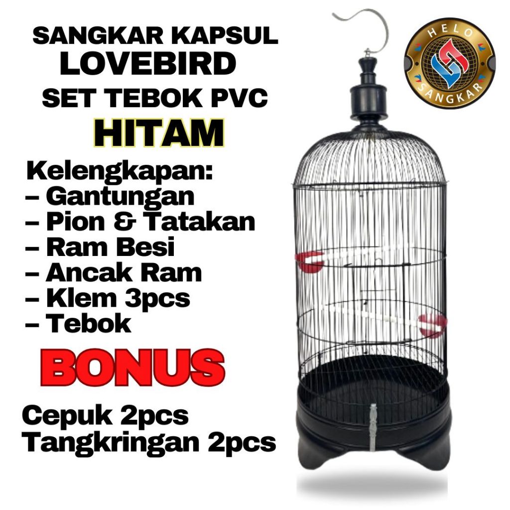 SET SANGKAR LOVEBIRD PVC OVAL / KAPSUL BESI IMPORT KANDANG LOVEBIRD SANGKAR BURUNG LOVE BIRD PARKIT 