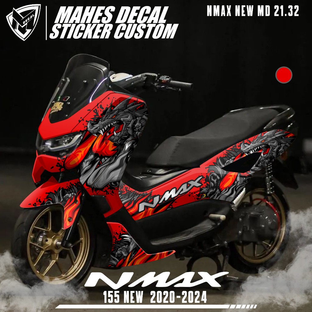 Decal Sticker Yamaha Nmax 155 New Fullbody 2020 2021 2022 2023 Desain Ular Naga Api Fire GRAGON MD21