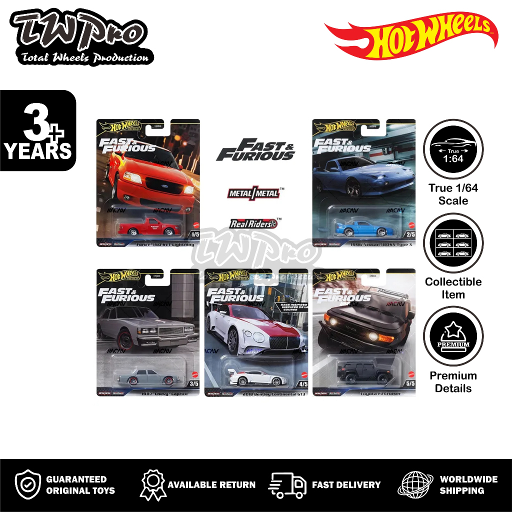 Hot Wheels Premium 2024 Fast & Furious - Mix 4 (H) - FORD F-150 SVT LIGHTNING - NISSAN 180SX - 87 CH