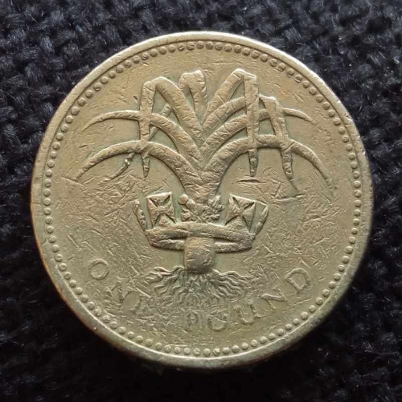 Uang Koin Kuno Inggris 1 Pound Lama Wels Leek Seri Mahkota kerajaan 1985-1990 Commermorative
