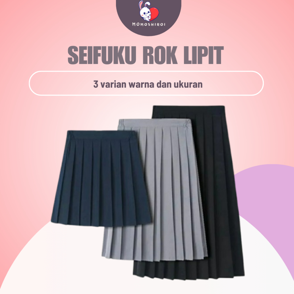 Seifuku Rok Lipit Plisir Pleated Skirt Jepang Japan Cosplay Sekolah School Uniform Seragam Hitam Pen