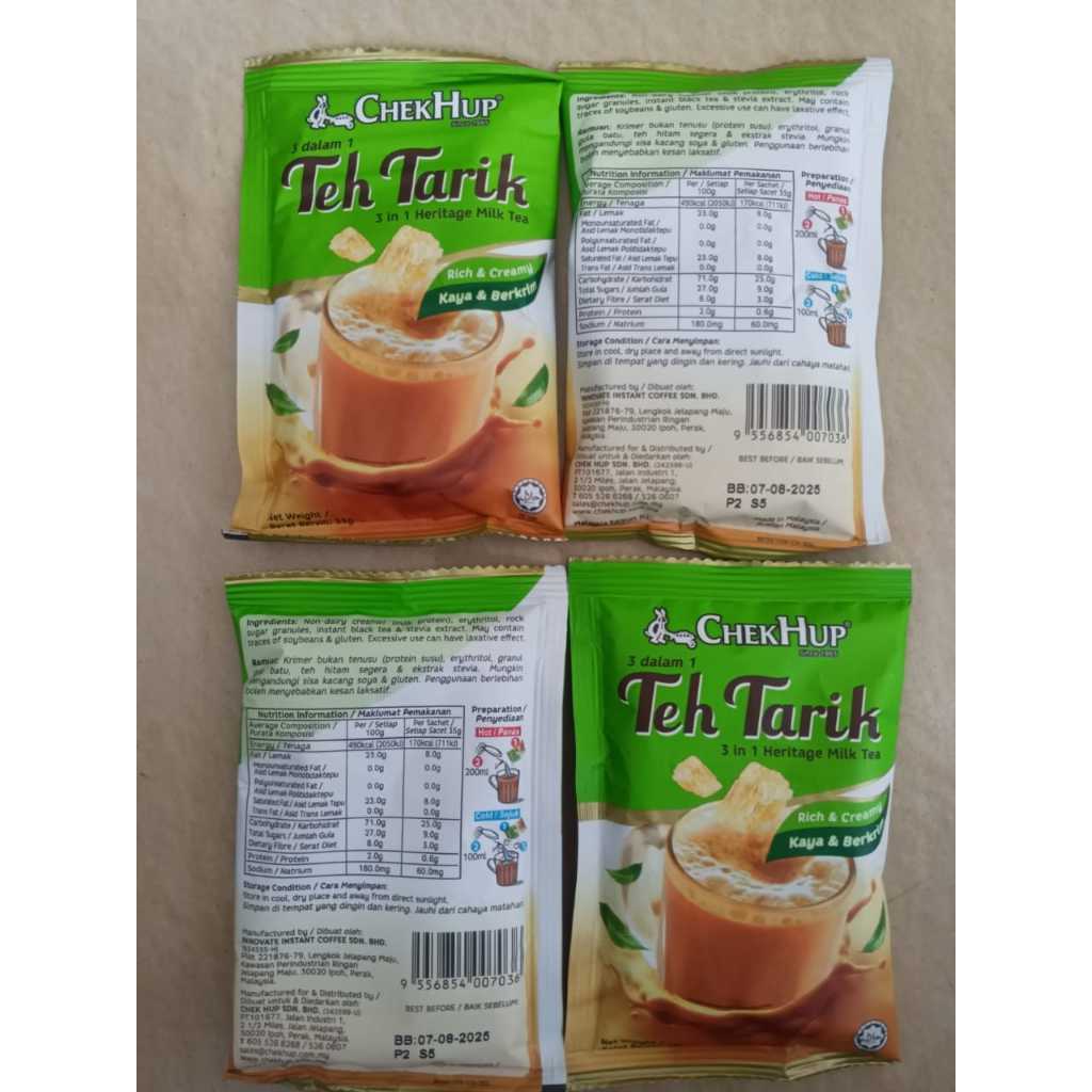 

Chek hup chekhup teh tarik 3in1 Rich and Creamy Teh Tarik Malaysia heritage milk tea original Eceran / Saset /Sachet