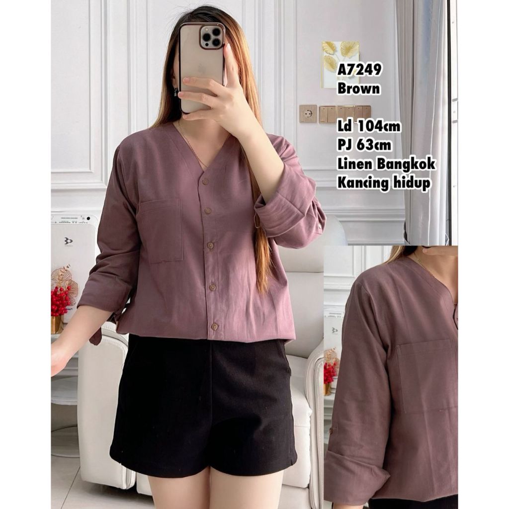 Q0940 BLUS POLOS IMPORT BAHAN LINEN A7249