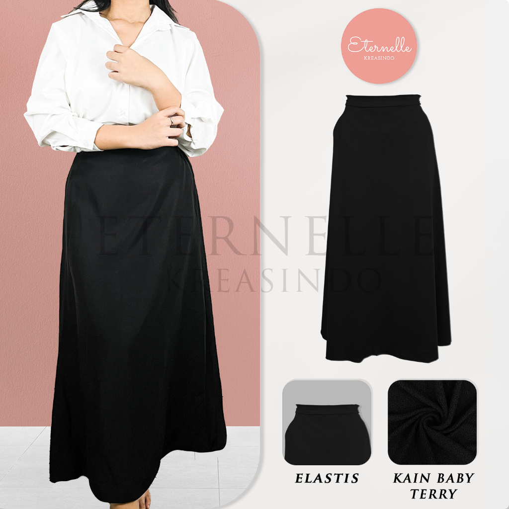 [100% FOTO ASLI] ROK KERJA PANJANG/ROK POLOS A-LINE/ROK BABYTERRY SCUBA KATUN DLL/BASIC SKIRT A LINE