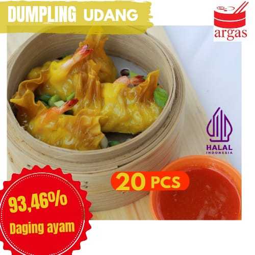 

Dumpling Udang premium 93% daging ayam frozen isi 20 pcs per pack DIMSUM ARGAS