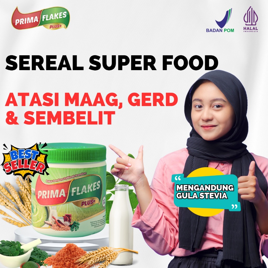 

PRIMAFLAKES BUBUR SEREAL GANDUM TALBINAH BANTU ATASI MAAG ASAM LAMBUNG GERD