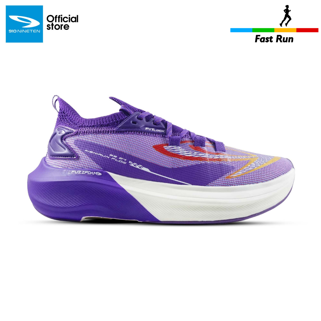 910 Nineten Kishi Run Flow Sepatu Lari - Ungu/Merah/kuning