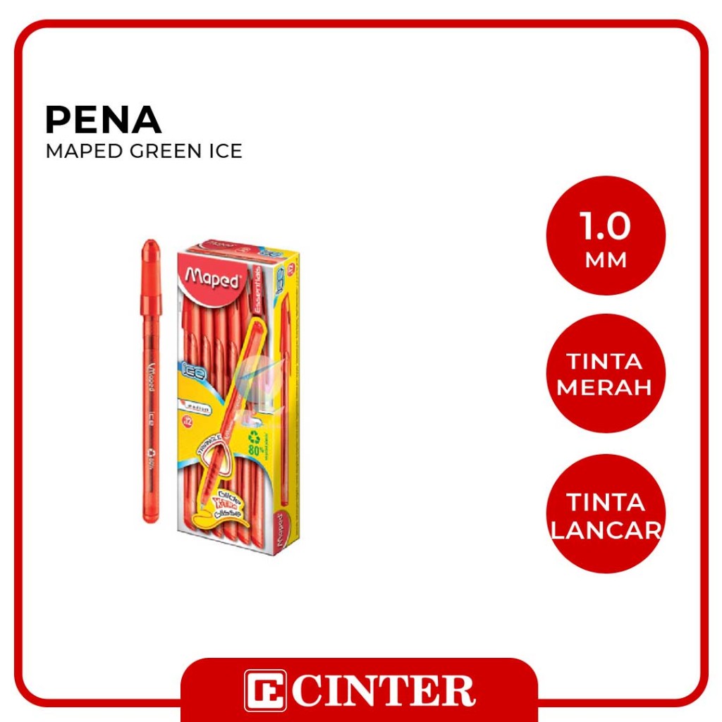 

MAPED - PENA / PULPEN / BALLPOINT / PEN CAP GREEN ICE WARNA MERAH 224436