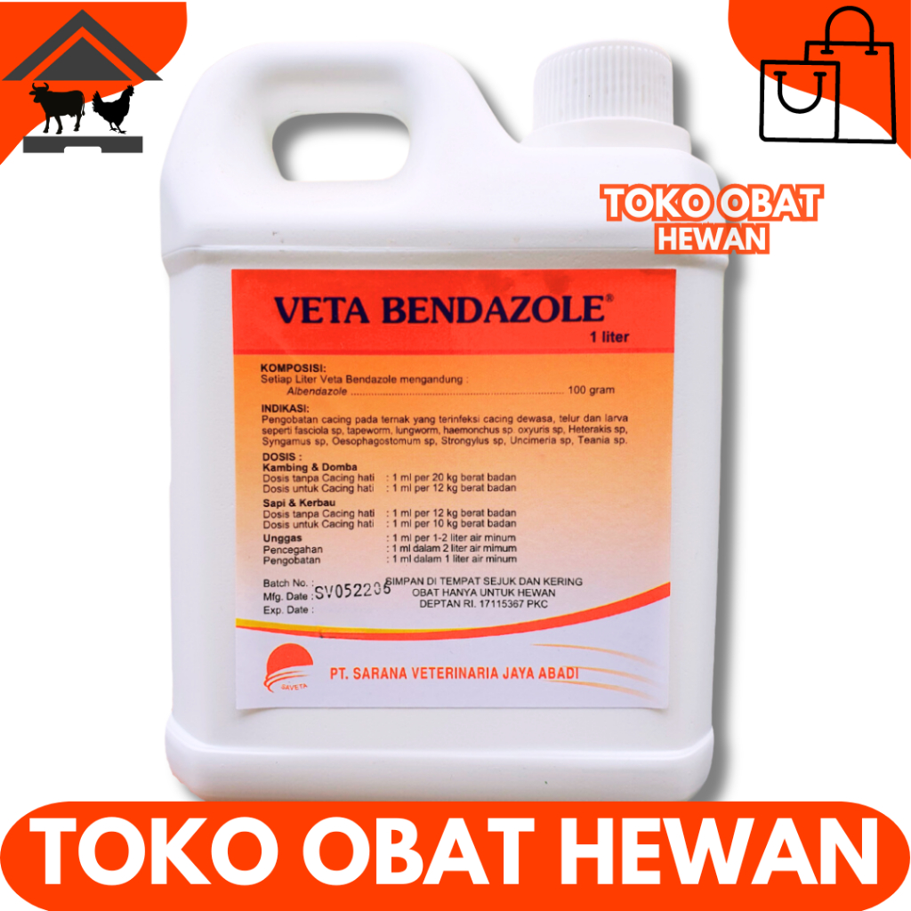VETA BENDAZOLE 1 LITER - Obat Cacing Ternak - Obat Cacing Sapi - Obat Cacing Kambing - Obat Cacing D