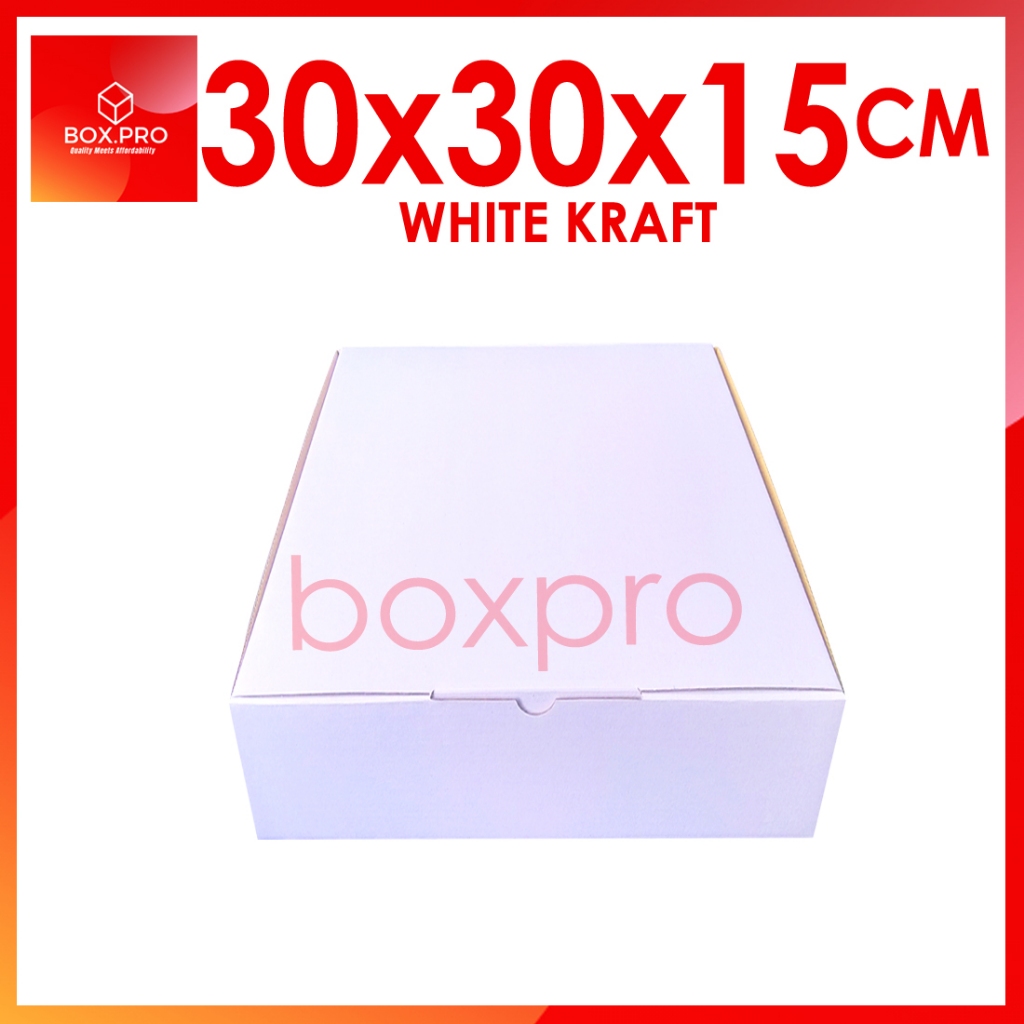 

Kardus PUTIH uk 30x30x15 cm (ECER) Die Cut Box Kotak Packing Aksesoris Baju Makanan Pizza Hijab Kue