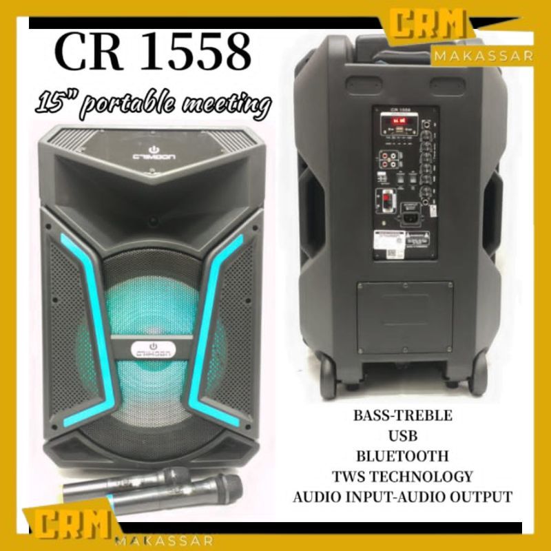 Speaker Meeting Portable Wireless Crimson 15"inch CR-1558 Free Mic Double Wireless