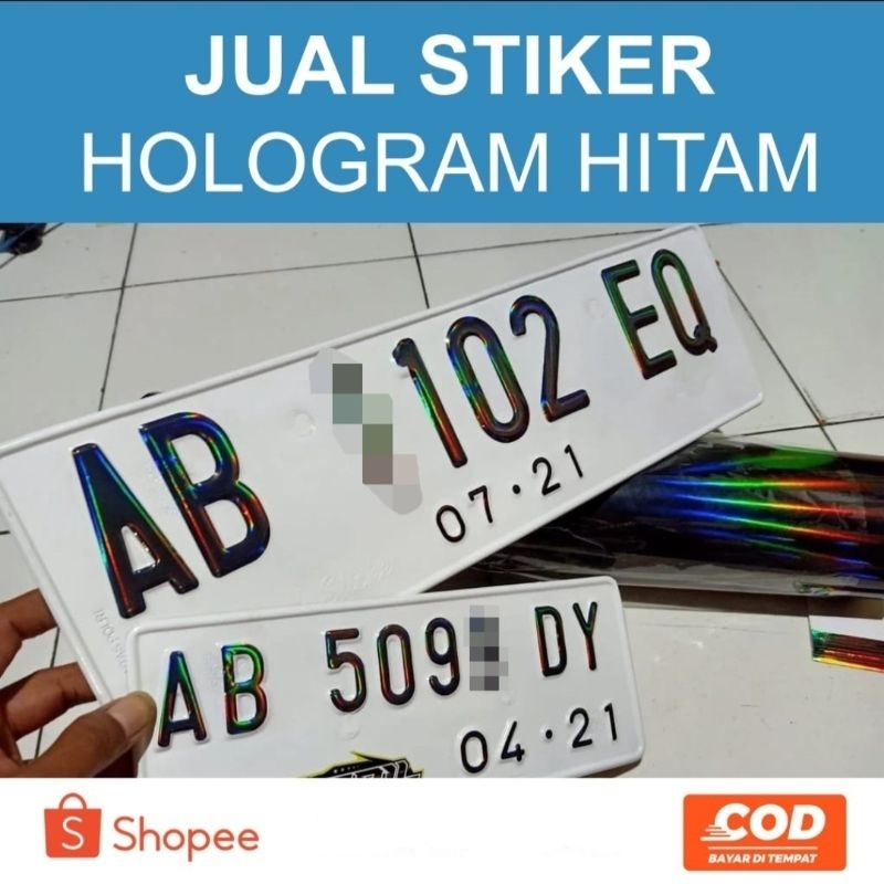 Stiker Plat Motor dan Mobil Hologram Hitam